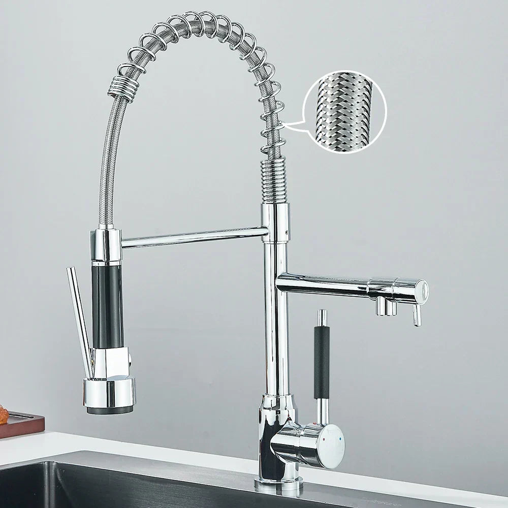 Faucet with Dual Spout – High-Quality Faucet for Flexible Washing, Swiveling, Ideal for Modern Kitchens, Easy to Clean and Simple Installation | Karnz