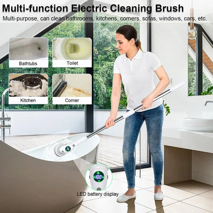 Skanto | Easy Cleaning Solution: 8-in-1 Multifunctional Electric Cleaning Brush - Cordless and Rotating for Bathroom, Kitchen, Windows, and Toilet
