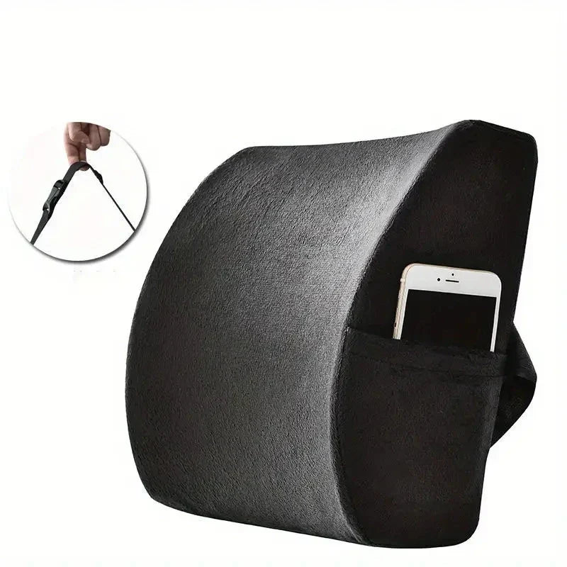 Lumbar support cushion for office chair and car seat - Perfectly balanced memory foam back cushion, versatile support for comfort