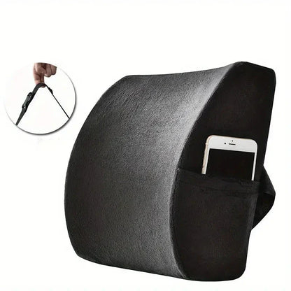 Lumbar support cushion for office chair and car seat - Perfectly balanced memory foam back cushion, versatile support for comfort