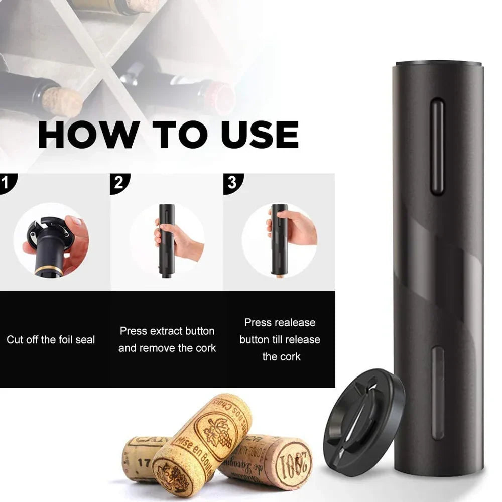 Skanto | Electric Corkscrew - Automatic Wine Opener with Stand, Foil Cutter, and Beer Can Opener - Kitchen and Bar Can Opener