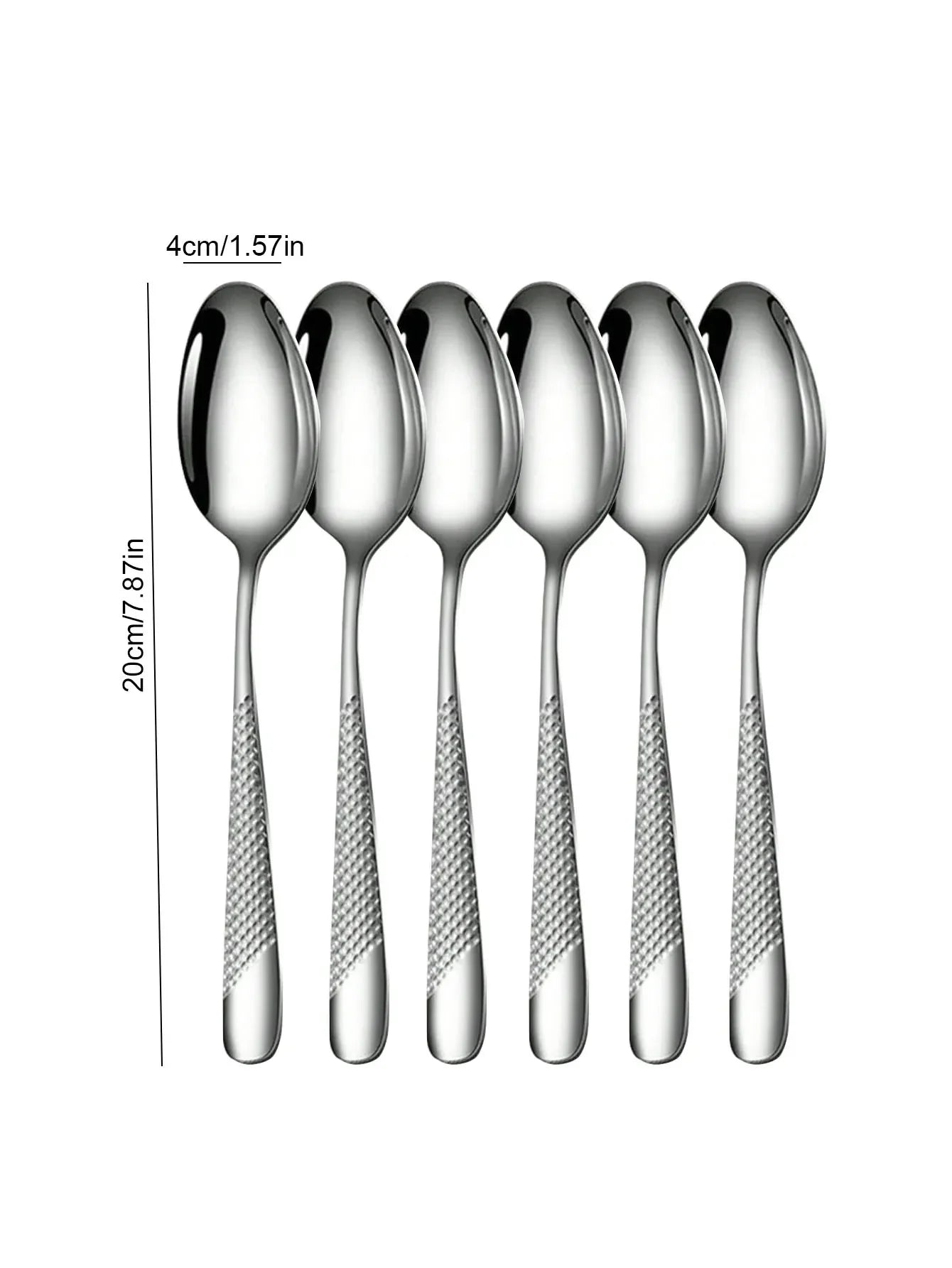 Skanto | High-Quality Stainless Steel Silver Star Diamond Cutlery Set - Includes Knife, Fork, Spoon & Dessert Fork & Spoon - 6-Piece/30-Piece Options