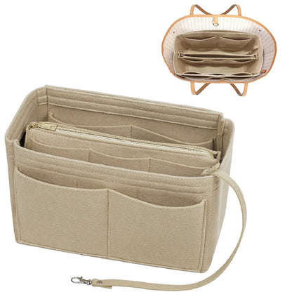 BowLift | TaschenLuxe Organizer Inlay | Felt insert with zipper | 15 compartments & key strap | For handbags & shoppers