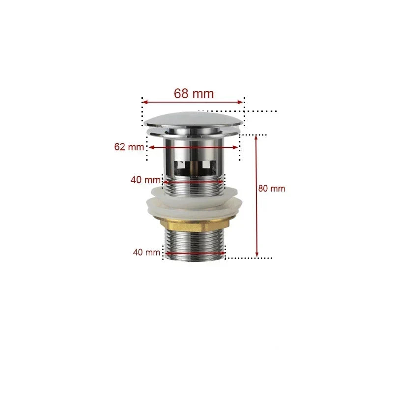 Drain screw with push-down popup – brass | 11 colors | With or without overflow Bowlift