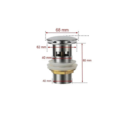 Drain screw with push-down popup – brass | 11 colors | With or without overflow Bowlift