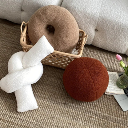 Nordic Bouclé Abstract Cushion – Minimalist Plush Pillow | Bowlift