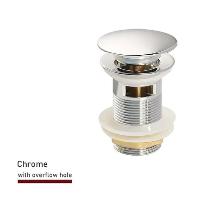 Drain Screw with Push-Down Pop-Up – Brass | 11 Colors | With or Without Overflow Skanto