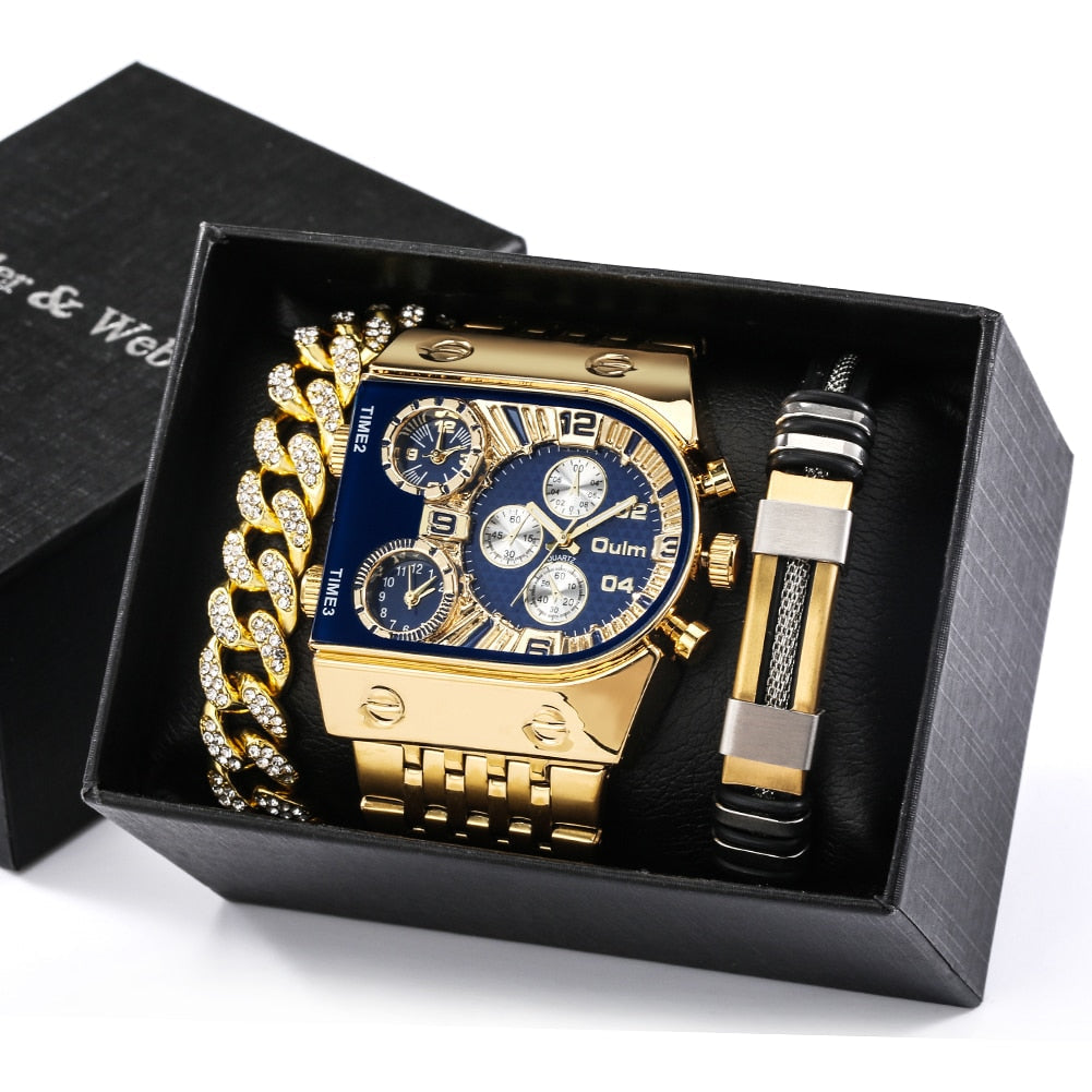 BowLift | Big Dial Watch Quartz Business Men Gift Set