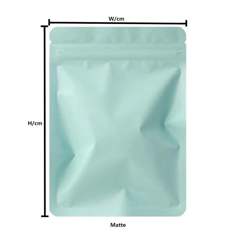 Skanto | 100PCS Double-Sided Frosted Mylar Bags - Flat Bottom, Waterproof, Heat-Sealable Aluminum Foil Zipper Bags