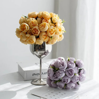 Bouquet with 20 artificial roses and peonies