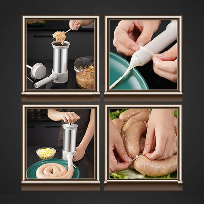 Skanto | Stainless Steel Horizontal Sausage Stuffer - Homemade Kitchen Sausage Filler and Stuffing Tool