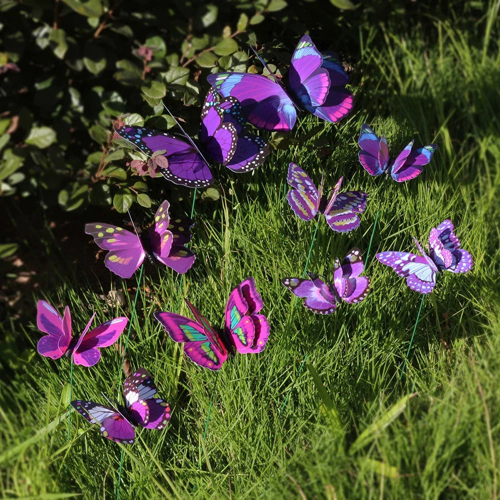BowLift | FloraViva Butterfly Garden Stakes | Set of 10 | Weatherproof & Colorful | For Beds, Flower Pots & Balcony