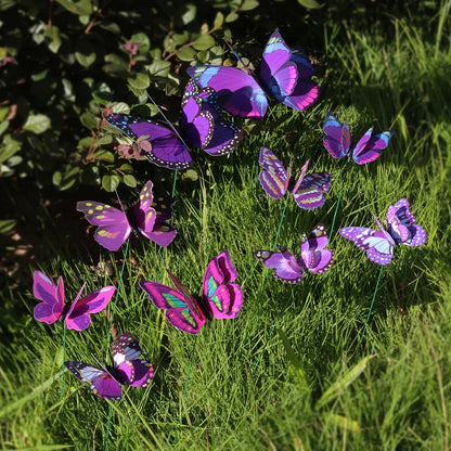 BowLift | FloraViva Butterfly Garden Stakes | Set of 10 | Weatherproof & Colorful | For Beds, Flower Pots & Balcony