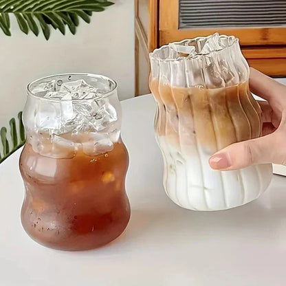 Skanto Heat-Resistant Glass Set | 4 Pieces | Ribbed Design | Double Wall | Elegant Drinking Glasses