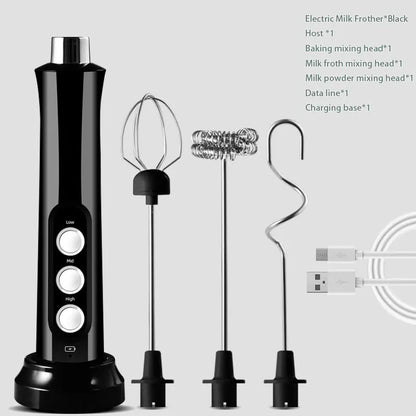 3-in-1 Electric Milk Frother, Rechargeable Milk Frother, Handheld Frothing Device, High Speeds Milk Frother, Beverage Mixer, Coffee