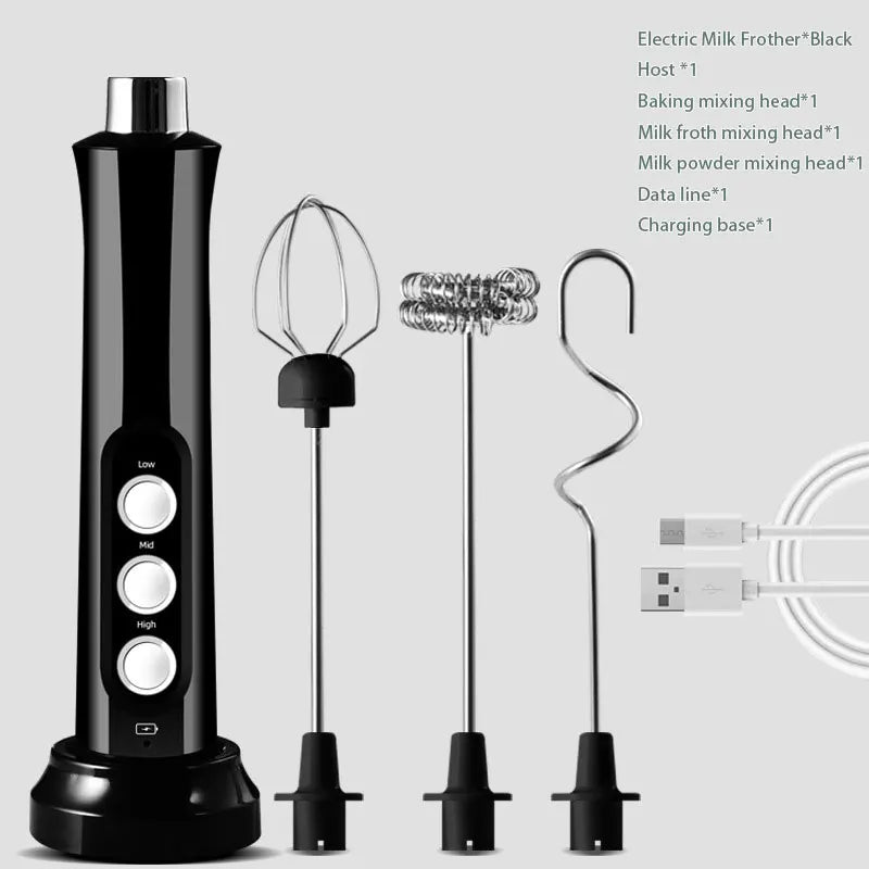 3-in-1 Electric Milk Frother, Rechargeable Milk Frother, Handheld Frothing Device, High Speeds Milk Frother, Beverage Mixer, Coffee