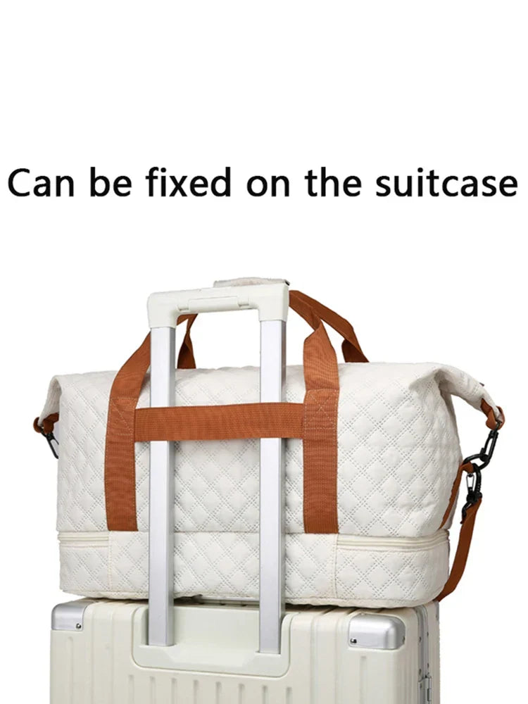 BowLift | Travessia Travel Bag with Shoe Compartment | Large Capacity & Argyle Design | Nylon Weekender for Sports, Short Trips & Everyday Use