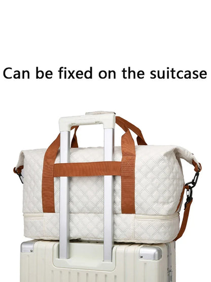 BowLift | Travessia Travel Bag with Shoe Compartment | Large Capacity & Argyle Design | Nylon Weekender for Sports, Short Trips & Everyday Use