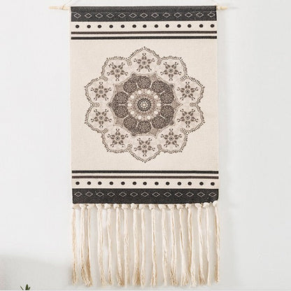 Skanto | Bohemian Wall Tapestry, Macrame Wall Hanging, Home Decor, Cotton Linen Tassel, Handmade, Woven, Geometric Canvas Art, Backdrop Tapestries