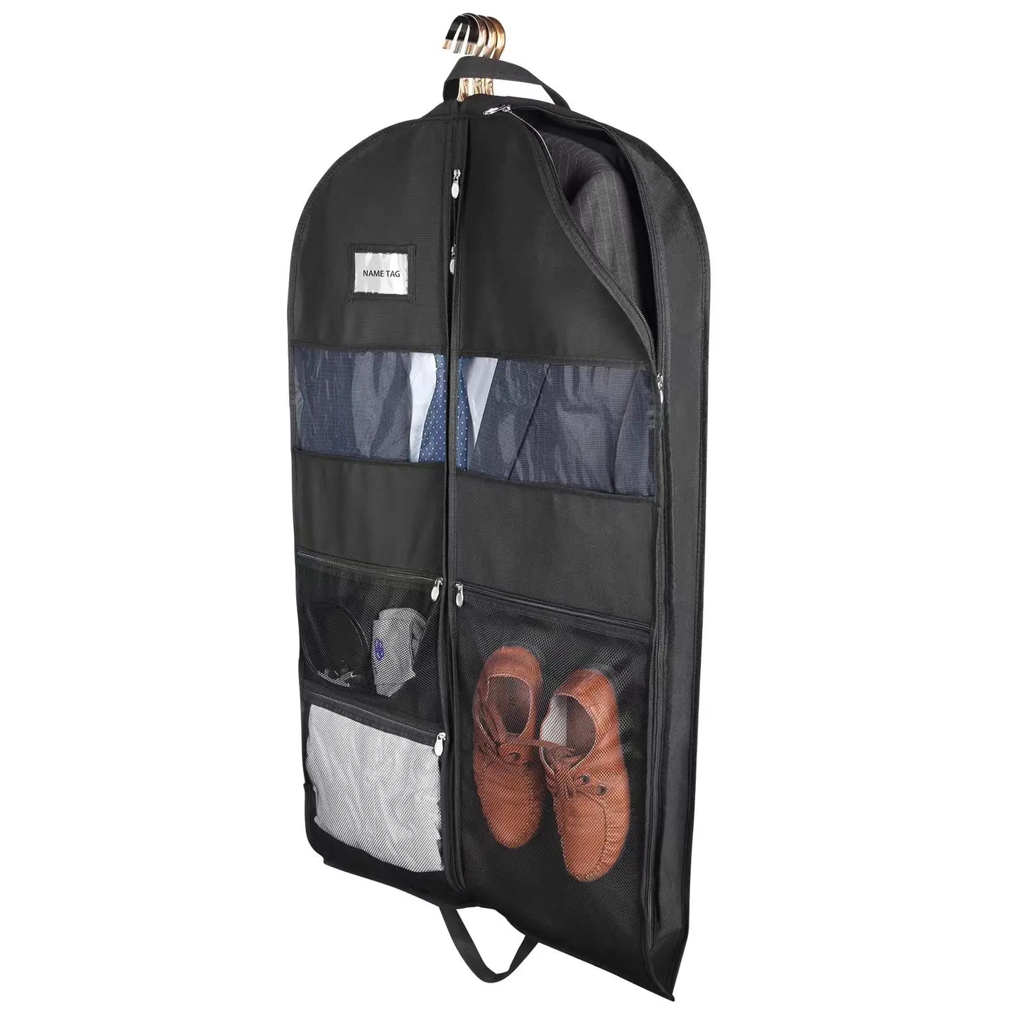 Karnz | Travel Garment Bag | Two-way Zipper & XXL Pockets | Breathable & Transparent | 43 Inch Hanging Suit Organizer