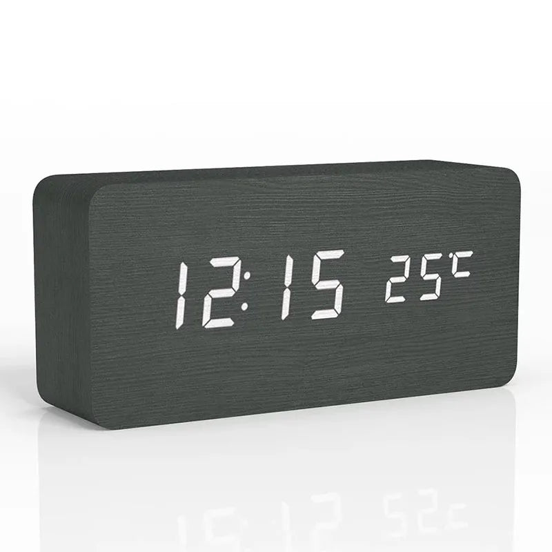 Skanto | EcoTime Wood Digital Alarm Clock | LED Display | Modern Design | Silent | Eco-Friendly