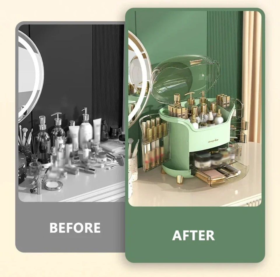 Luxury transparent Make-up Organizer with rotating doors and drawers | Brehn