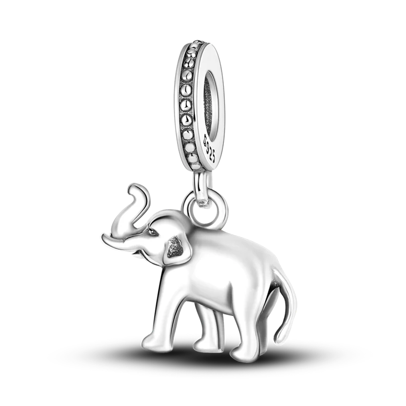 Skanto | 925 Silver Golden Leopard Charm Beads Colorful Chameleon Rhinoceros Lion Scarab Cat Pendant Compatible with Original Pandora Bracelet Jewelry