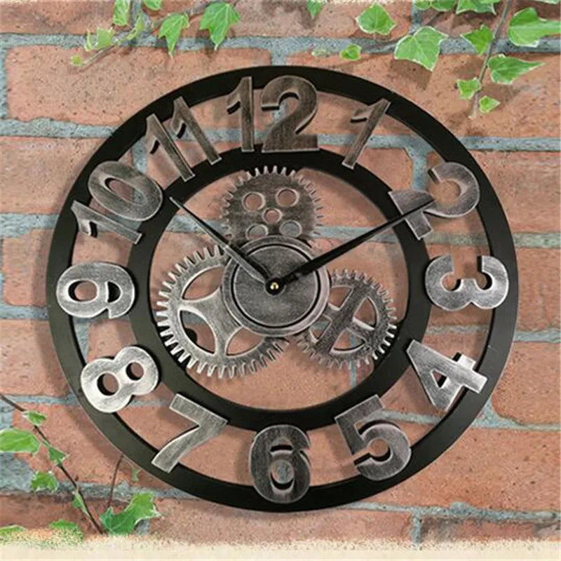 Large Vintage Wall Clock in European Wood Design – Decorative Clock with Roman Numerals | Brehn