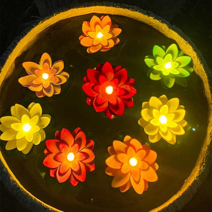BowLift | Floating Lotus Lamp LUMILYA | LED Water Sensor | Warm White Light | For Pond, Garden & Parties