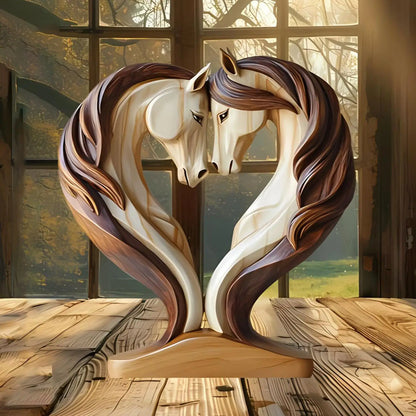 BowLift | Equora Horse Sculpture | Horse Sculpture Wood | 2D Design in Embrace Pose | Decoration for Living Room, Office & Children's Room