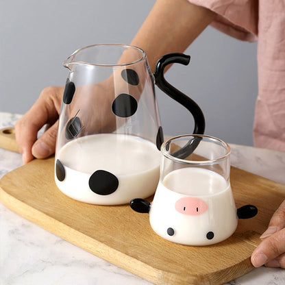 Cute Cow Glass Pitcher with Cup | Karnz