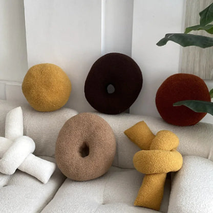 Nordic Bouclé Abstract Cushion – Minimalist Plush Pillow | Bowlift