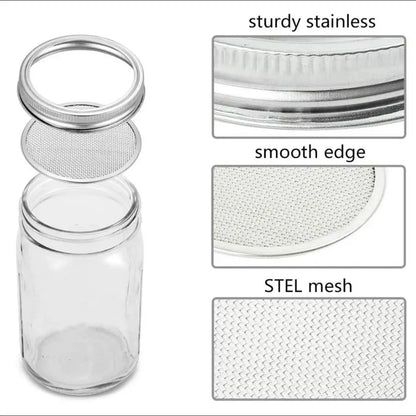 BowLift | VitaKeim Sprouting Jar Set | Stainless Steel Strainer Lid | For Fresh Sprouts at Home | 16oz & 32oz