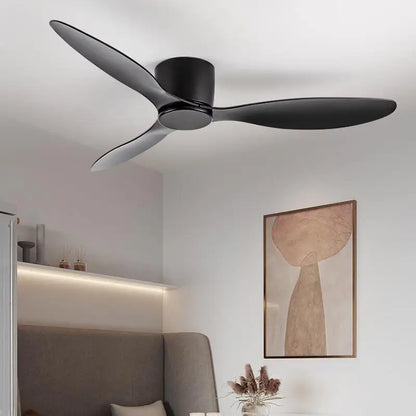 42-52 Inch Ceiling Fans with DC Motor — Remote Control Low-Profile Cooling Fans, without Light, White Wood & Black Options | Karnz