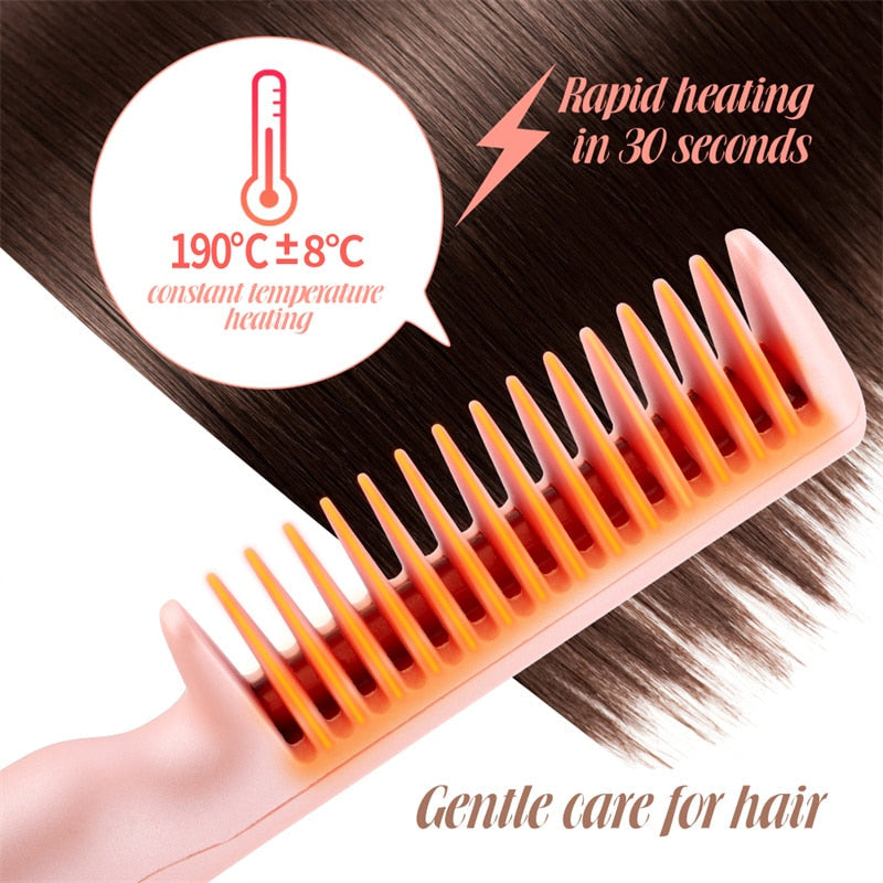 BowLift | Mini Electric Hair Straightener Brush Comb