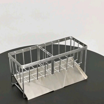 BowLift | SteelNest | Sink organizer made of stainless steel | Sponge & soap holder with drip tray | 21×8.2×10 cm