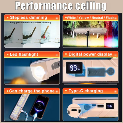 Skanto | Ultra-bright 16-inch LED Work Light with Multi-Mode Settings and All-Night Battery