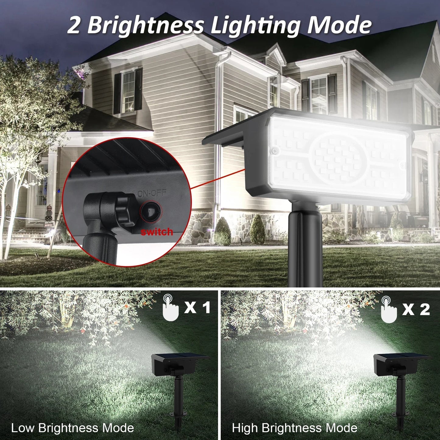 BowLift | Solara LED Solar Spotlight | 4 Light Colors | 49 LEDs | IP65 Waterproof | Energy Saving with Solar Panel