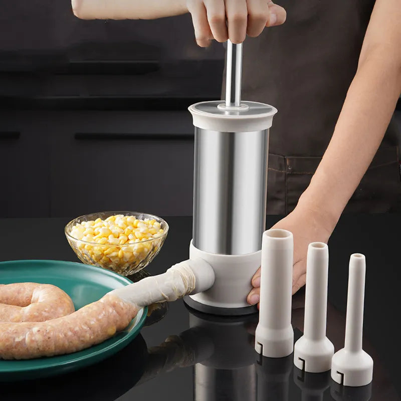 Skanto | Stainless Steel Horizontal Sausage Stuffer - Homemade Kitchen Sausage Filler and Stuffing Tool