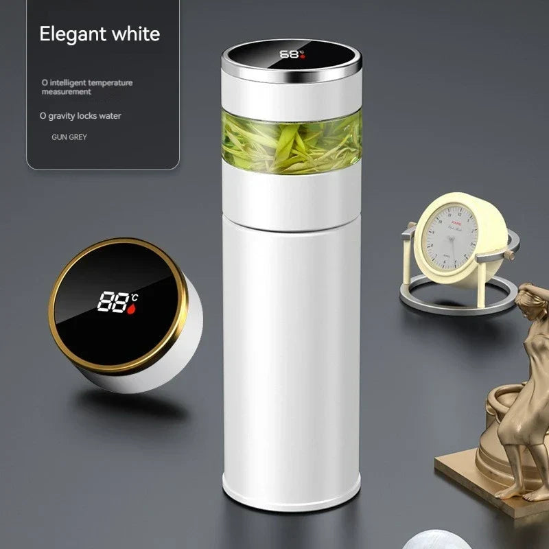 BowLift | ThermoBrew | Insulated bottle with LED temperature display & tea strainer | 450 ml | Stainless steel 304 | Black