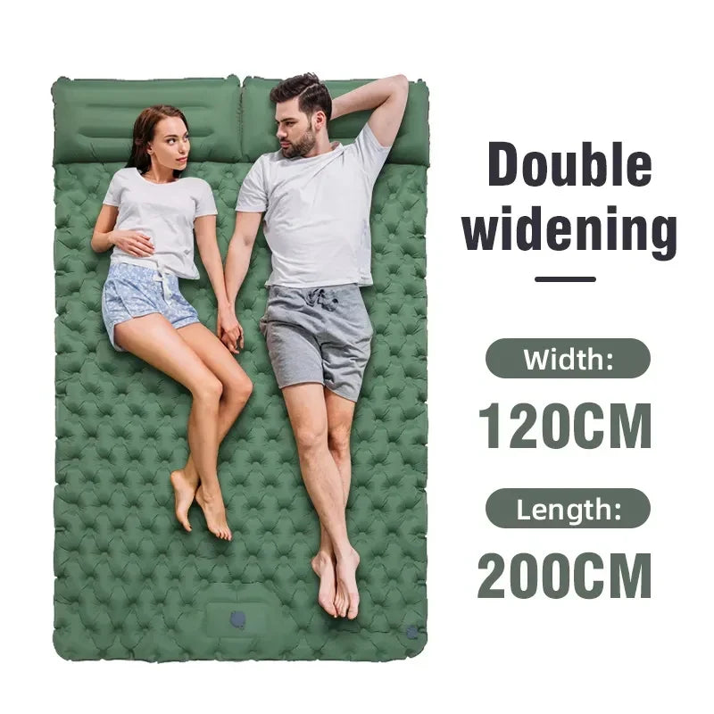 Skanto | Skanto Double Camping Sleeping Pad with Self-Inflating Mattress and Pillow - Outdoor Hiking Mattress for 2 Person Cot Air Mattress