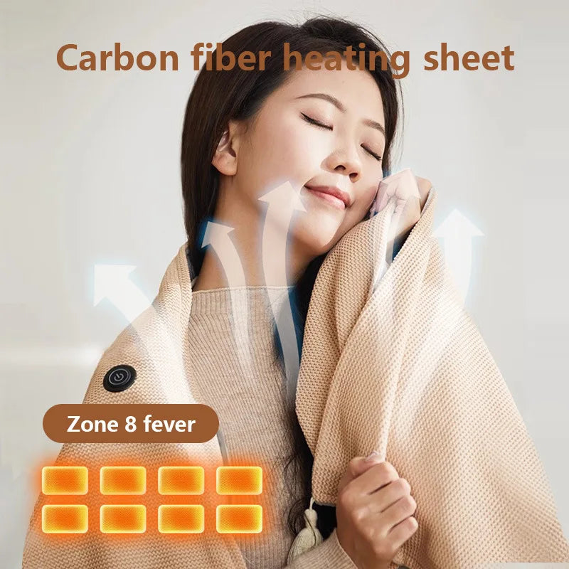 Sandsberg USB Heated Blanket | Cordless Travel Warming Blanket with 8 Zones, 3 Levels and Fleece