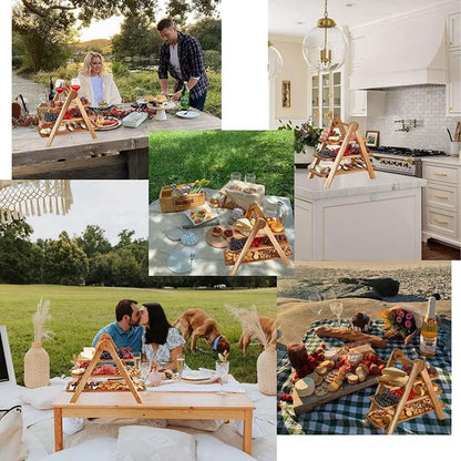 BowLift | 3-tier wooden step plate decor cake stand farmhouse step plate party serving dish and trays