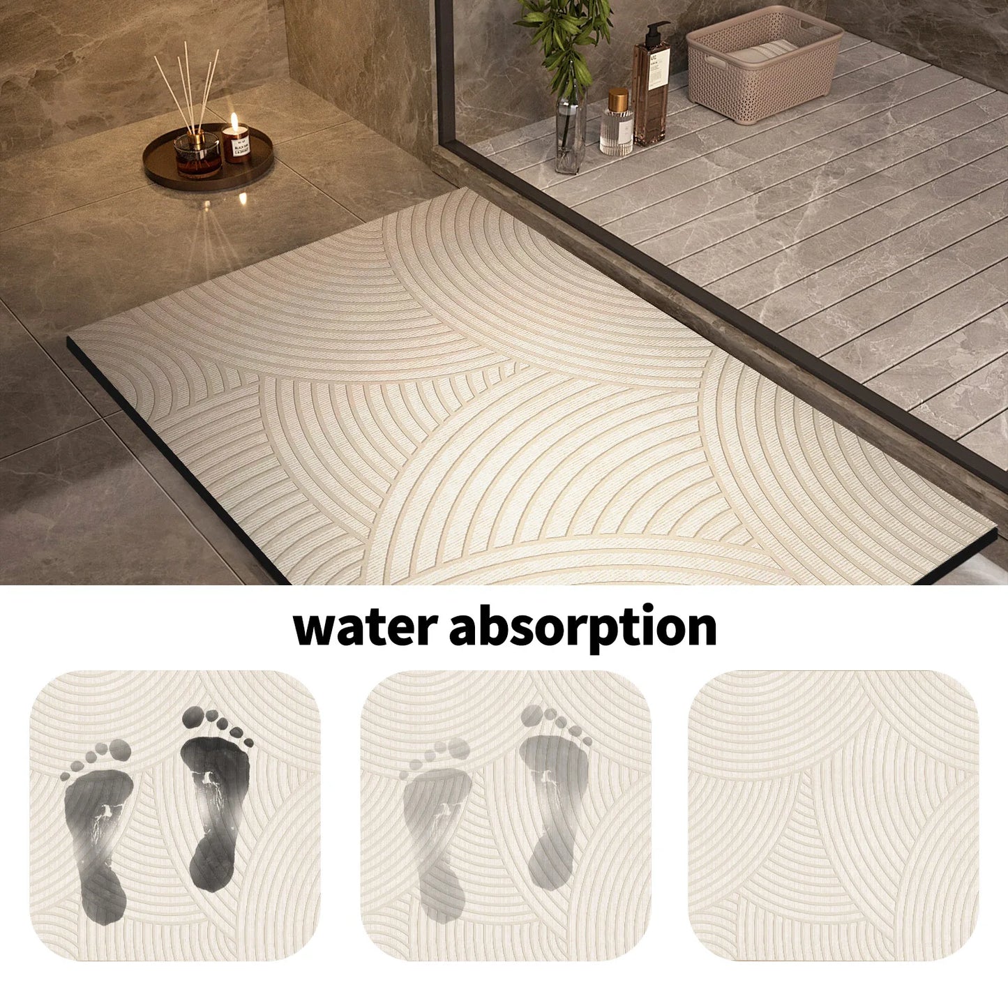 Skanto | Super Absorbent Non-Slip Bath Mat Quick-Drying Shower Rug