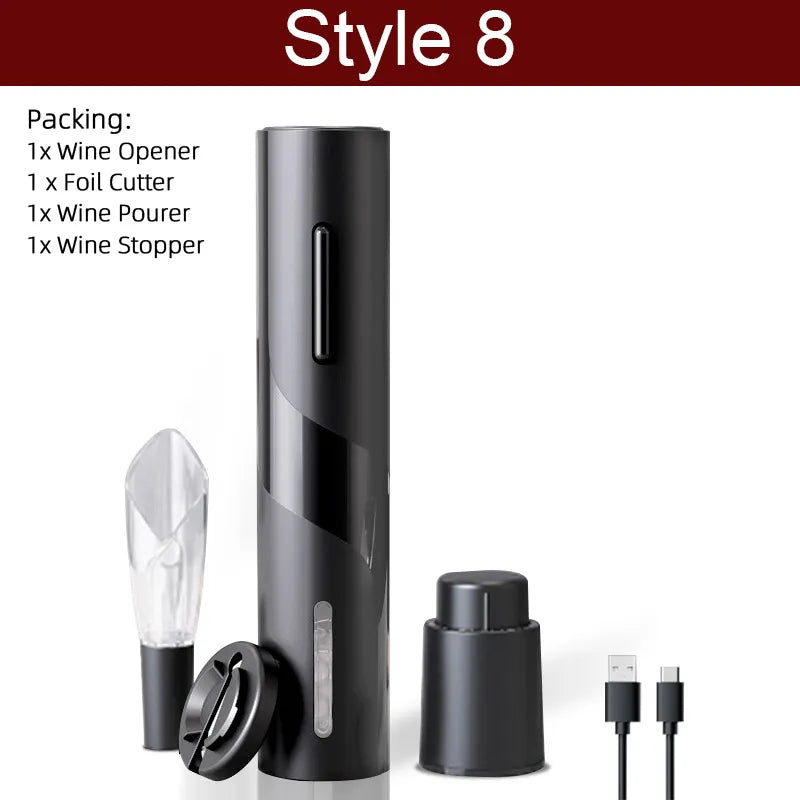 Skanto | Electric Corkscrew - Automatic Wine Opener with Stand, Foil Cutter, and Beer Can Opener - Kitchen and Bar Can Opener