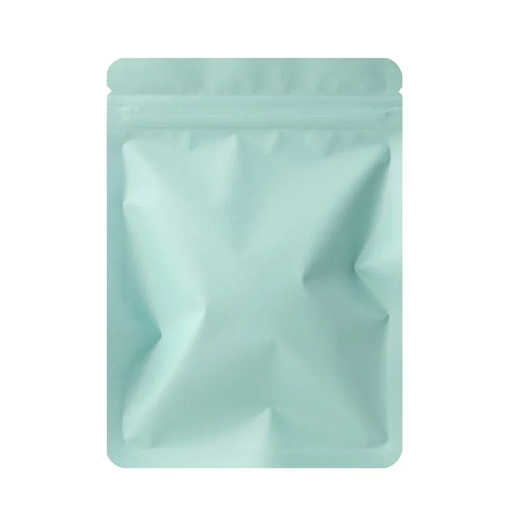 Skanto | 100PCS Double-Sided Frosted Mylar Bags - Flat Bottom, Waterproof, Heat-Sealable Aluminum Foil Zipper Bags