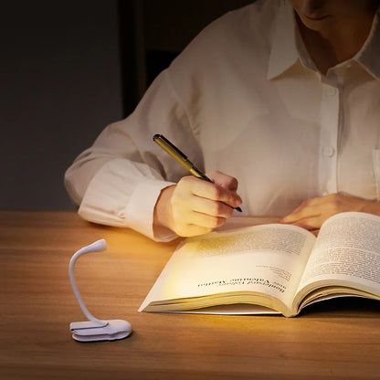 Mini Book Light - Portable Clip-On Night Light with USB Charging, Dimmable LED for Bedroom, Eye Protection, and Camping - 360° Flip Clip Book Lamp