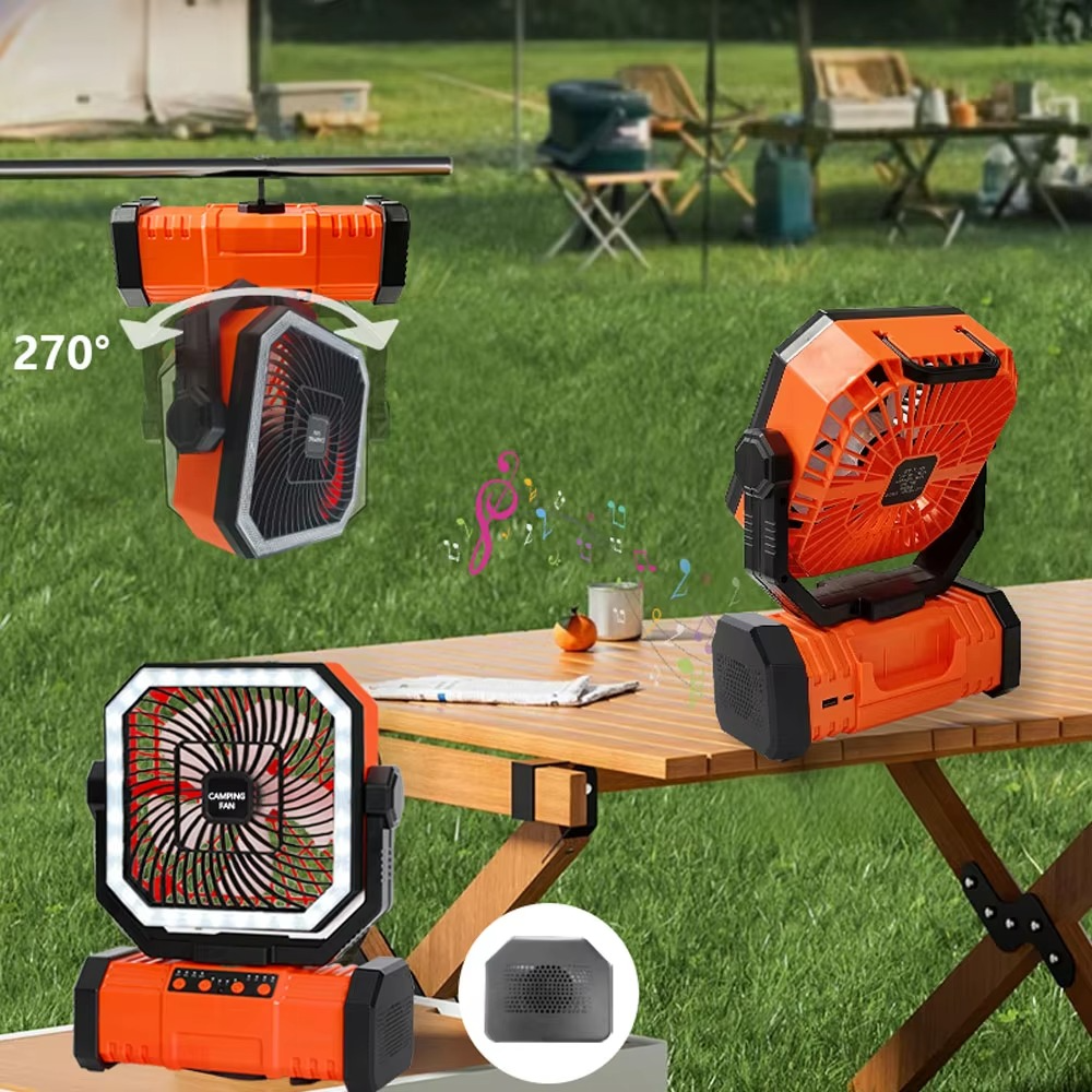 BowLift | Rechargeable Camping Fan with 20000mAh Battery, 4 Speeds and LED Lantern
