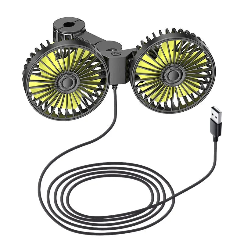 BowLift | Auto Cooling Fan AIRCURA DUO | 3 Speeds | USB Charging | 360° Rotatable | For Backseat & Headrest