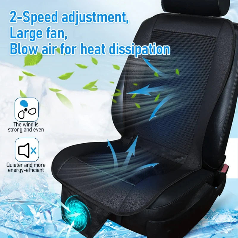 DC 12V 3D Car Seat Cooling Cushion | 8-Fan Ventilated Summer Air Seat for Fast Cooling | Bowlift